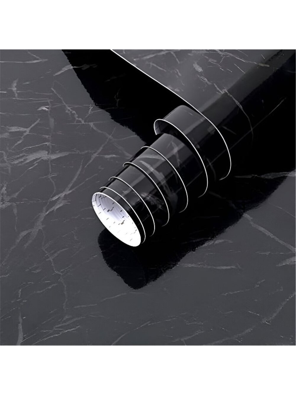 Black Marble,17"x120" Inches Peel and Stick Wallpaper, Black Marble